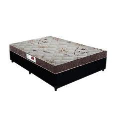 Imagem de Cama Box Casal Colchão Espuma D33 Bordado + Box Sintético Preto Rc Son