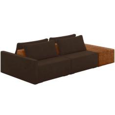 Imagem de Sofá Ilha Modular Para Sala 252cm Com Puff Dublin K01 Veludo Marrom Si
