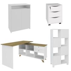 Imagem de Conjunto Escritório Home Office 4 Peças Golden A06 Olmo/branco - Mpozenato