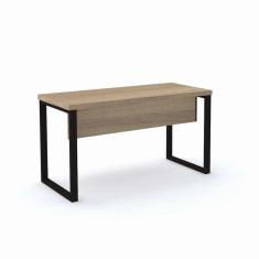Imagem de Mesa De Escritório Pé Tubular Pe40 Em Mdp 134 X 60 Cm Noce Naturalle Base Preta