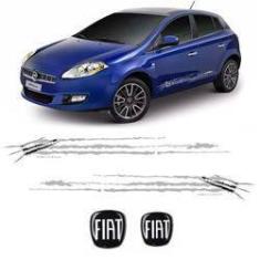 Imagem de Kit Faixa Bravo Wolverine 14/16 Prata + Emblemas Fiat Black