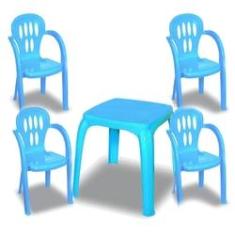 Imagem de Kit Mesa Infantil Meninos Com Estojo Azul+ 4 Cadeiras Usual