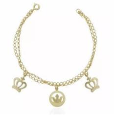 Imagem de Pulseira Coroa Super Linda Folheado a Ouro 18k