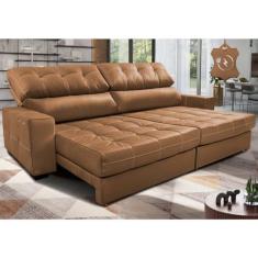 Imagem de Sofá de Couro Elétrico Retrátil 2,35m Molas Ensacadas Cama inBox Gran Majesty Mel