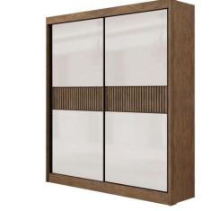 Imagem de Guarda Roupa 2 Portas Ripado Mdf Ypê E Off White - D'doro
