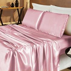 Imagem de Jogo De Cama Lençol Cetim King Romantic 04 Peças Rose