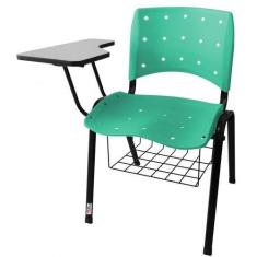 Imagem de Cadeira Universitária Plástica Acquamarine Anatômica Com Porta Livros