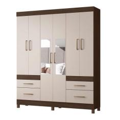 Imagem de Guarda Roupa Casal 6 Portas Poema c/ Espelho 64400EL Ébano Touch / Off