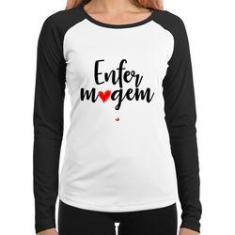 Imagem de Baby Look Raglan Enfermagem Por Amor Manga Longa - Foca Na Moda