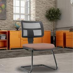 Imagem de Kit 02 Cadeiras de Escritório Recepção Fixa Zip L02 Suede Rosê - Lyam Decor