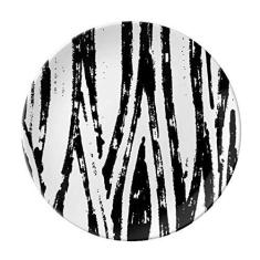 Imagem de Prato de textura de linha vertical escovado decorativo de porcelana Salver louças de jantar