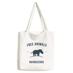 Imagem de Sacola de lona com desenho de rinoceronte com desenho de animal, bolsa de compras casual