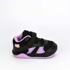Imagem de Tênis Bebê Feminino Cano Alto Kidy Colors Casual Preto Lilás