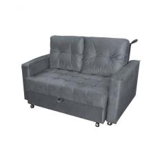 Imagem de Sofá Cama Casal Reclinável Drika - Veludo Chumbo