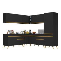 Imagem de Armário De Cozinha Completa De Canto Veneza Gb Multimóveis Mp2066 Pret