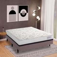 Imagem de Cama Box Conjugada Casal Herval Roma Ortopédico com Espuma D20 e Tecido Poliéster 53x138x188cm - Marrom/Bege/Branco