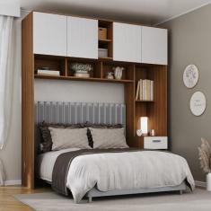 Imagem de Guarda-roupa Casal Jaspe Ponte 4 Portas 1 Gaveta Yescasa Nogal/Branco