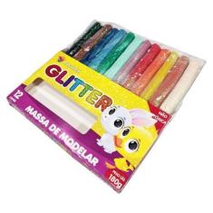 Imagem de Massinha De Modelar Com Glitter 12 Cores 180G Escolar - Filo Modas