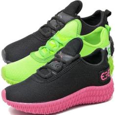 Imagem de Kit 3 Tênis Infantil Feminino Esportivo Colmeia Black - EVOLTENN, Blac