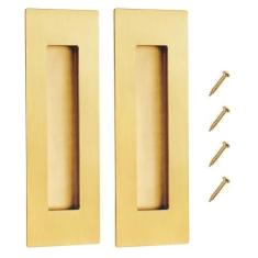 Imagem de Malimali Puxadores de dedo embutidos dourados de 15 cm para porta de armário de porta de bolso, puxador de porta de celeiro deslizante, ferragens de aço inoxidável escovado, puxadores retangulares de