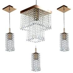 Imagem de Kit 1 Pendentes Marrycrillic + 3 Pendentes Clearcrilic Cobre