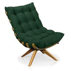 Imagem de Poltrona Giratória Costela Suede Base Madeira Ma25 Verde