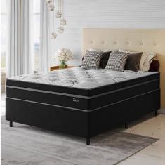 Imagem de Conjunto Cama Box Casal Zoe Com Molas Ensacadas  138 X 188 X 65 Preto