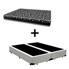 Imagem de Cama Box Queen 158 Tecido Sintético Branco Com Colchão Belize Bello Box - D33 Preto 57x158x198