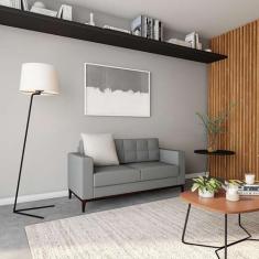Imagem de Sofá 2 Lugares Namíbia Pés e Base em Madeira Linho Cotton Cinza - Mobl
