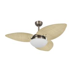 Imagem de Ventilador de Teto Kovalski Bronze 3 Pás Palmae Natural 220V