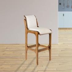 Imagem de Banqueta Alta para Bancada 37 x 101 Cm Barcelona Madeira Imbuia Linho 