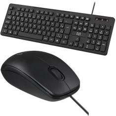 Imagem de Teclado Com Fio Macio Mouse Slim Ambidestro ABNT2 USB Preto - Multilas