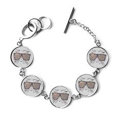 Imagem de DIYthinker Pulseira de animal com estampa de leopardo, óculos de sol, cabeça de gato