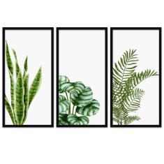 Imagem de Conjunto Quadros Decorativos 3 Peças 30X60 Folhas