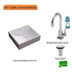 Imagem de Kit Cuba Q39 Com Torneira Luxo 1195 E Válvula  1 Pol. Bege
