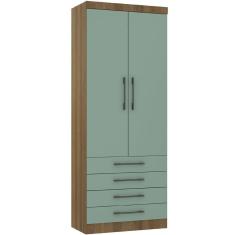 Imagem de Guarda Roupa Modulado 90cm 2 Portas E 4 Gavetas Paris Luciane Móveis Avelã Pf Com Verde Pf