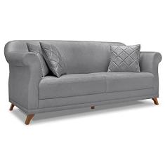 Imagem de Sofá Living 2 Lugares 1,80m Vênus Linho Grafite Pés Castanho - Pallazio