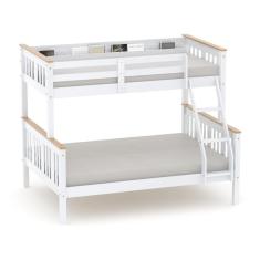 Imagem de Beliche Import Casal/solteiro Com Porta Livros Madeira Maciça Branco/mel Megamobilia