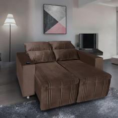 Imagem de Sofá Retrátil e Reclinável 2 Lugares Madri Suede Marrom Café - Star Confort