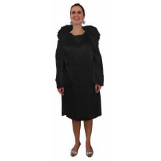 Imagem de Fantasia Halloween Bata Túnica Capa Fechada Preta de Anjo Negro Arcanjo Noite do Terror Zumbi Adulto Unissex