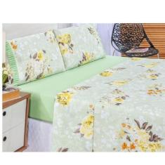 Imagem de Jogo Lençol Queen 3 Peças 100 % Algodão Percal 180 Fios Babadinho - Sa