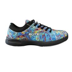 Imagem de ELITE Tênis de boliche feminino Blue Swirl – ajuste ajustável, sola deslizante, conforto Komfort-Lite e leve, Redemoinho azul, 35