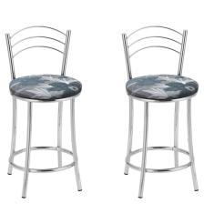 Imagem de KIT 2 Banquetas Cromadas Bc26-c - E510 Cromado/Azul
