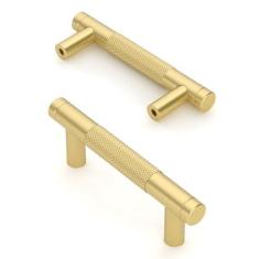 Imagem de Asidrama Pacote com 10 puxadores de armário de cozinha dourados escovados de 76 mm, puxadores de armário de cozinha para puxadores de gaveta de armário