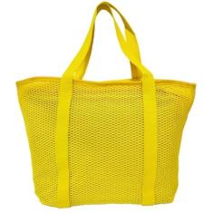 Imagem de Bolsa De Praia Amarela Tote Bag Tela Mesh Emborrachada Verão Feminina