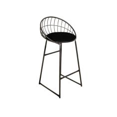 Imagem de Banqueta Arco em Alumínio Preto Assento Estofado 101cm