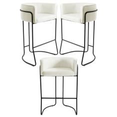 Imagem de Kit 3 Banquetas Decorativas Betina Veludo Bege