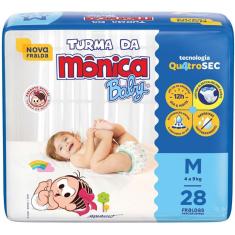 Imagem de Fralda Turma da Mônica Baby Quatrosec Tamanho M 28 Unidades Peso Indicado 4 - 9kg
