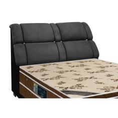 Imagem de Painel de Cama Box Estofada Casal Imperador Suede Cinza - Simbal