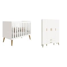 Imagem de Berço Americano Isis e Roupeiro 4 Portas Isis Branco Fosco